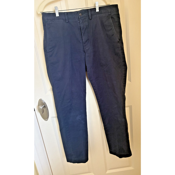 Men's Polo Ralph Lauren Navy Blue Stretch Straight Leg Chino Pants 33 X 32 - Picture 1 of 5